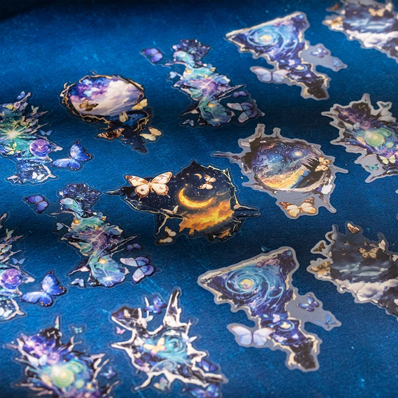 10 pcs Butterfly Crack Series Landscape PET Stickers DIY Scrapbooking Diary Journal Album Phone Case Collage Decorative Sticker