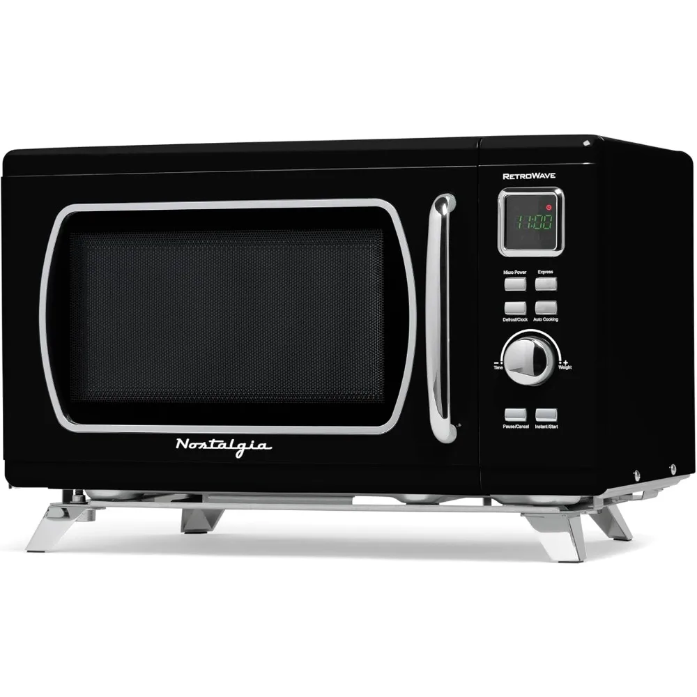 

Mid-Century Retro Countertop Microwave Oven - Large 900-Watt - 0.9 cu ft - 8 Pre-Programmed Cooking Settings,Black