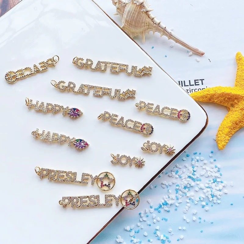 New Word MAMA GWEN GRATEFUL HAPPY LOVE EDEN PEACE JOY PRESLEY LUCKY Letter Charm Pendant Jewelry,Necklace Hand Making Supply M22