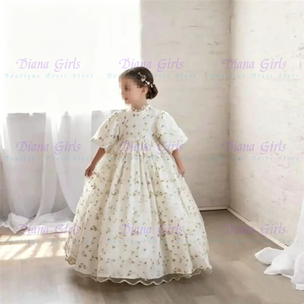 

Lovely Quality Flower Girl Dress Exquisite Tulle Decals Fluffy for Little Princess Wedding Birthday Party Evening Ball Gowns