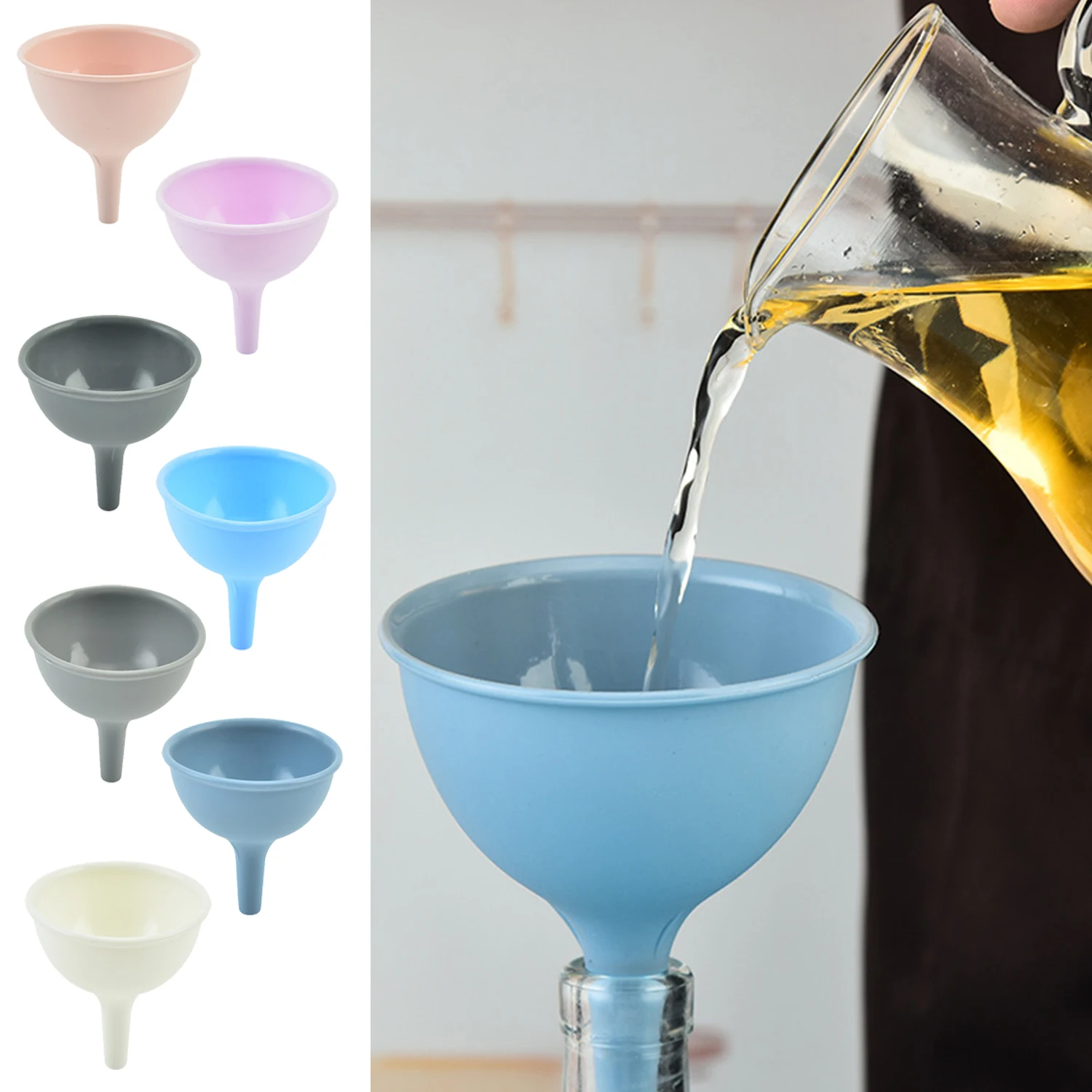 Kitchen Silicone Funnel Splash Proof Does Not Stick To Oil Creative Multifunctional Funnel Food Grade Oil Leak Seasoning Plate