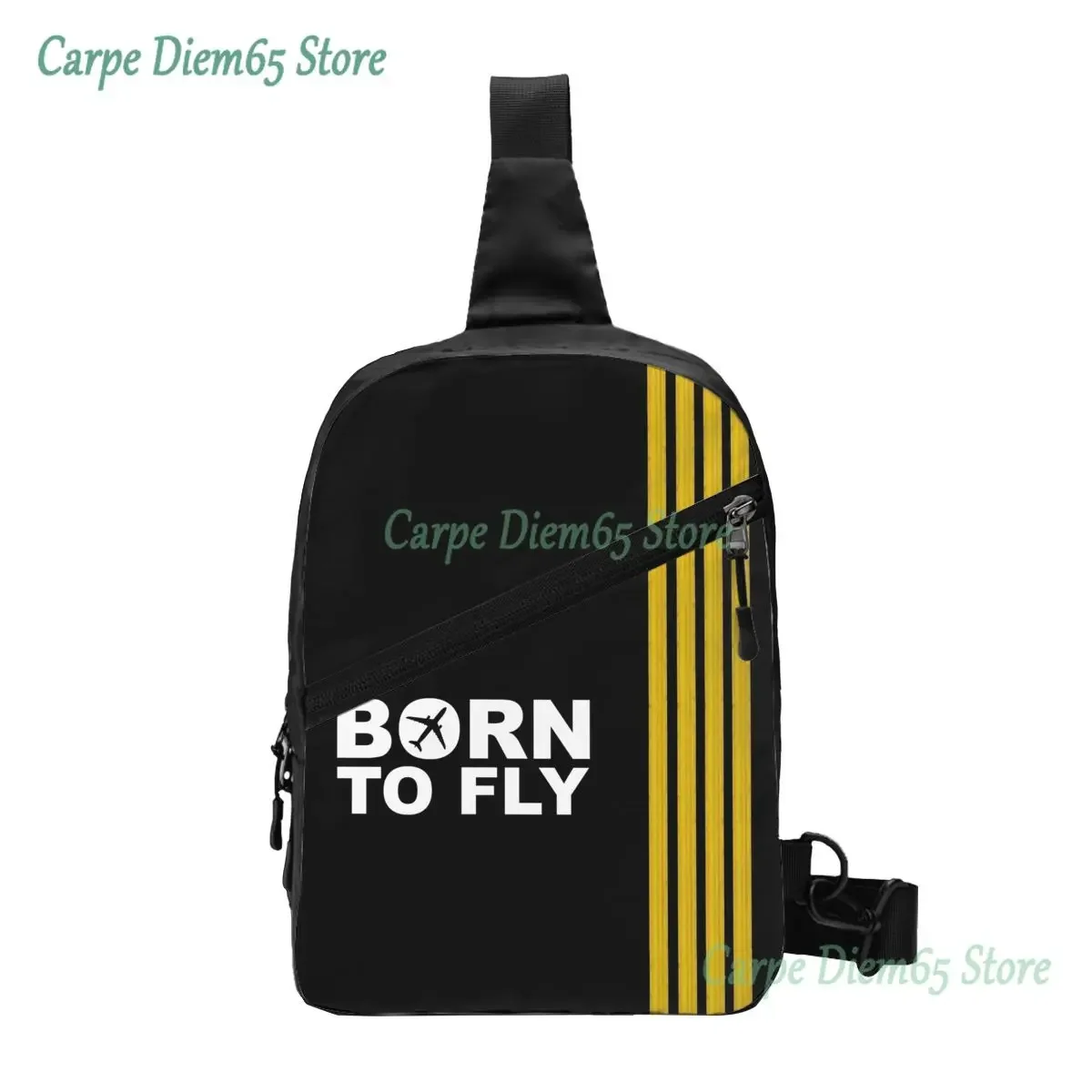 Fashion Born To Fly Captain Stripes Flight Pilot Sling Bag Aviation Aviator Airplane Chest Crossbody Backpack Shoulder Daypack