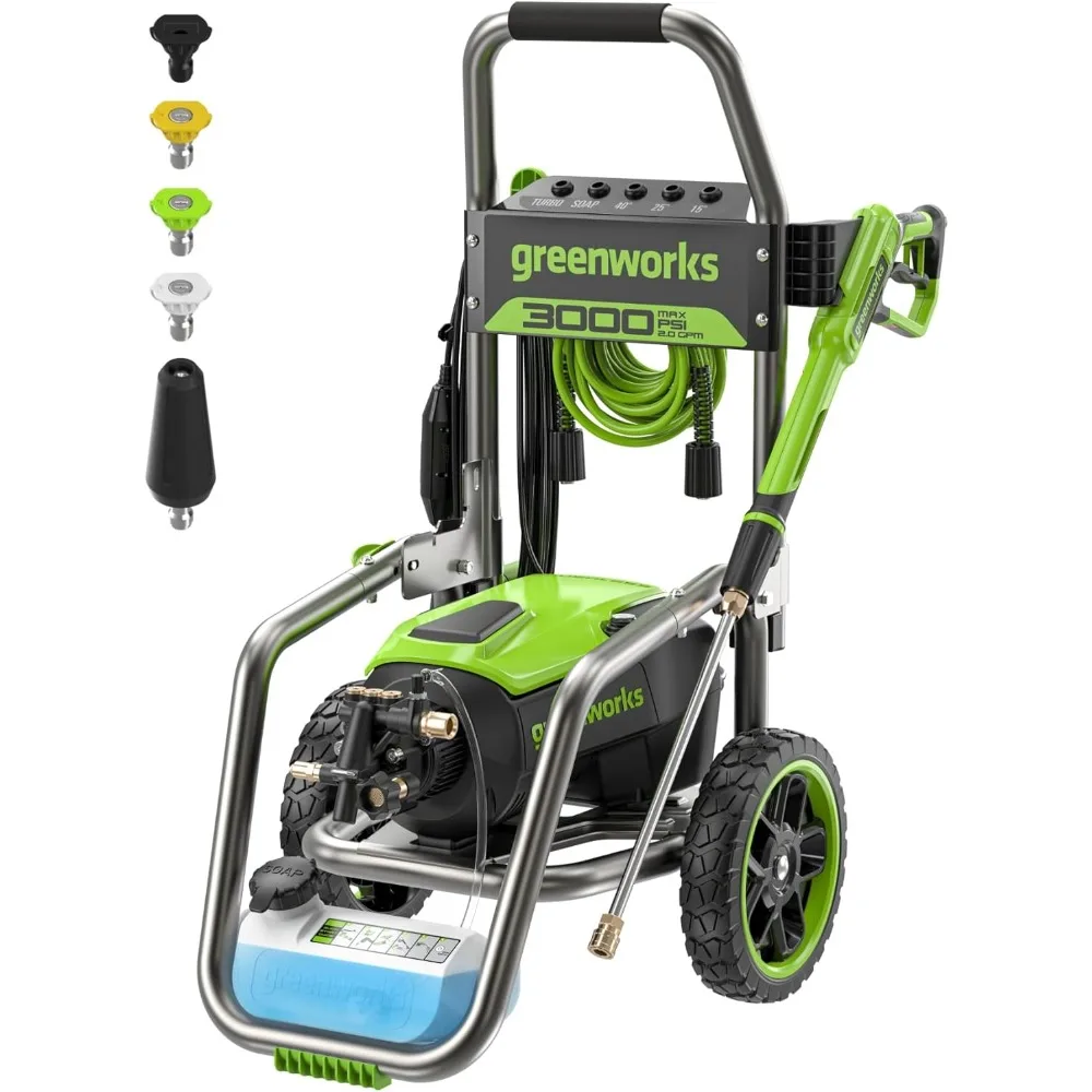 Lavadora de pressão sem fio Greenworks Pro de 3000 PSI com certificação CSA, 2,0 GPM máx./1,1 GPM, alças dobráveis, aço durável Co