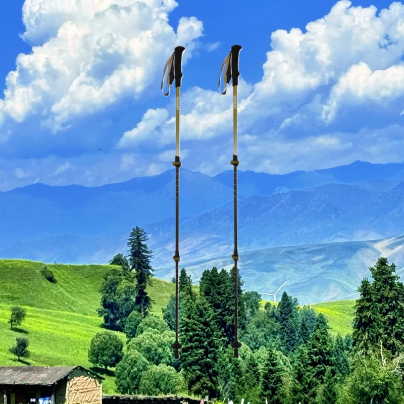 

65-135 см легкая телескопическая походная палка из углеродного волокна, регулируемая треккинговая палка для кемпинга, альпинизма, активного отдыха