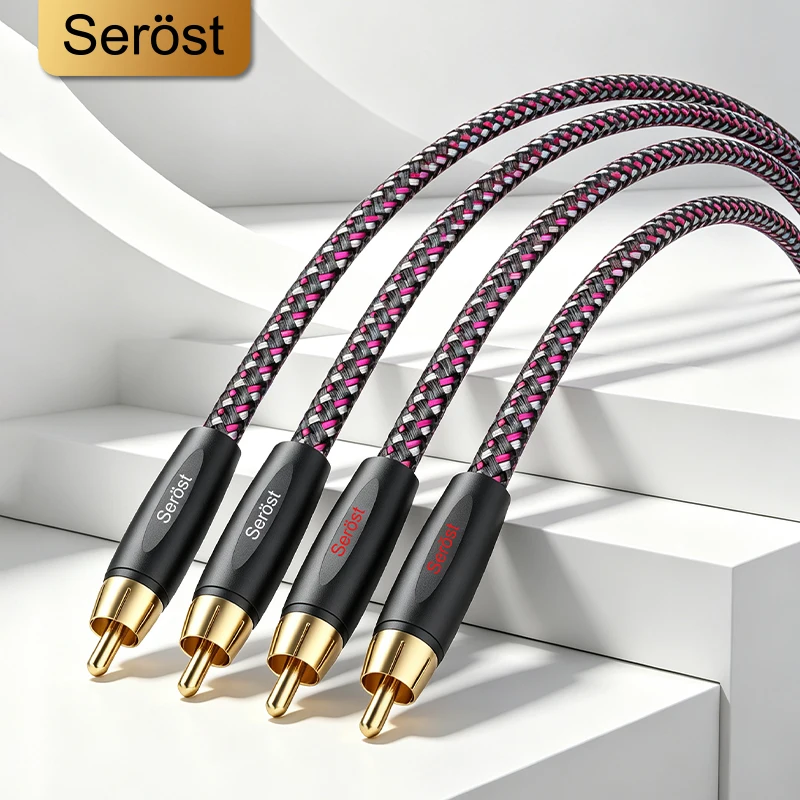 Serost Moon SE HIFI Audio Cable Silver-Plated OCC Single Crystal Copper Dual RCA Jack for Car Audio DSP DAC CD Amplifier Speaker