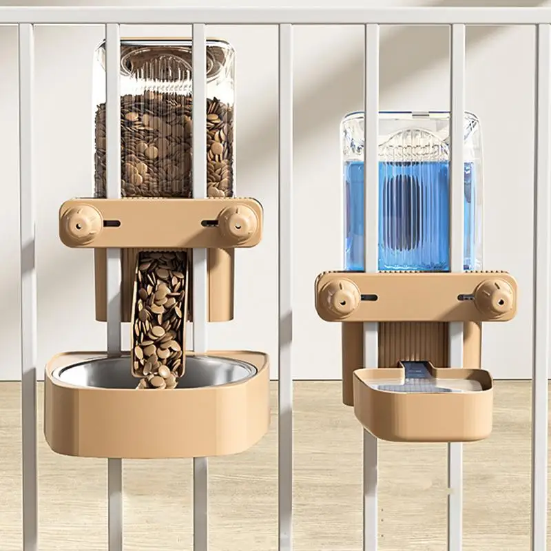 Hangable Automatic Dog Feeder Cage Mounted Automatic Water Bowl Food Dispenser Pet Supplies Large Crate Feeder Dish For Puppy