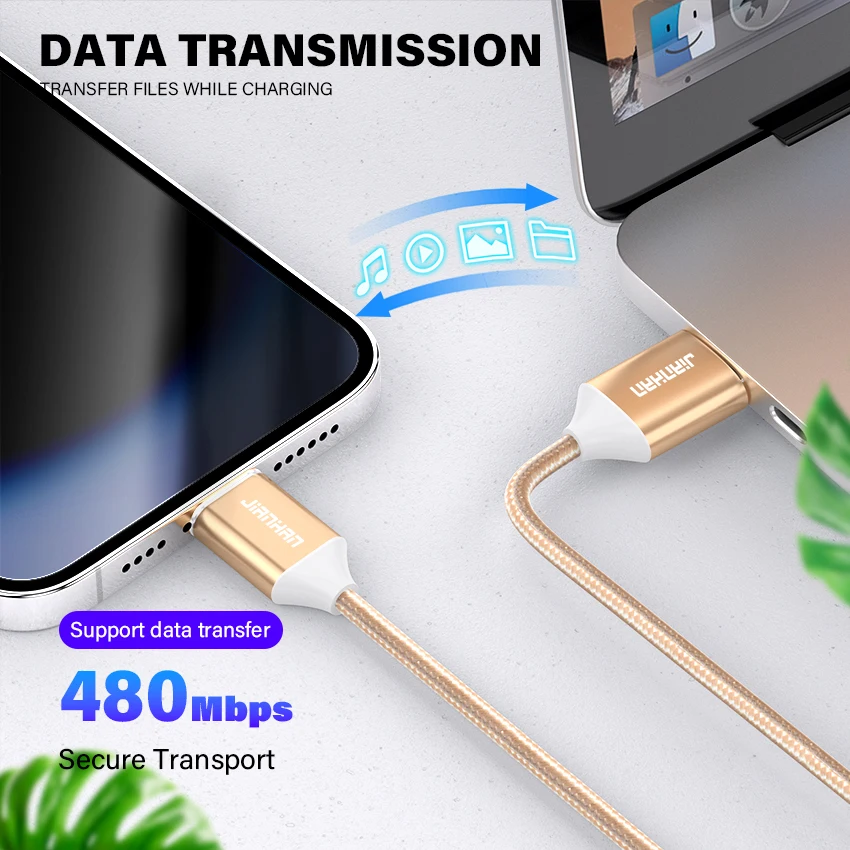 JianHan Magnetyczny kabel ładujący do Lightning 1m Szybkie ładowanie Magnetyczny kabel ładujący do iPhone 12 11 Pro XS Max X XR 8 7 6 6S Plus — zdjęcie produktu 5