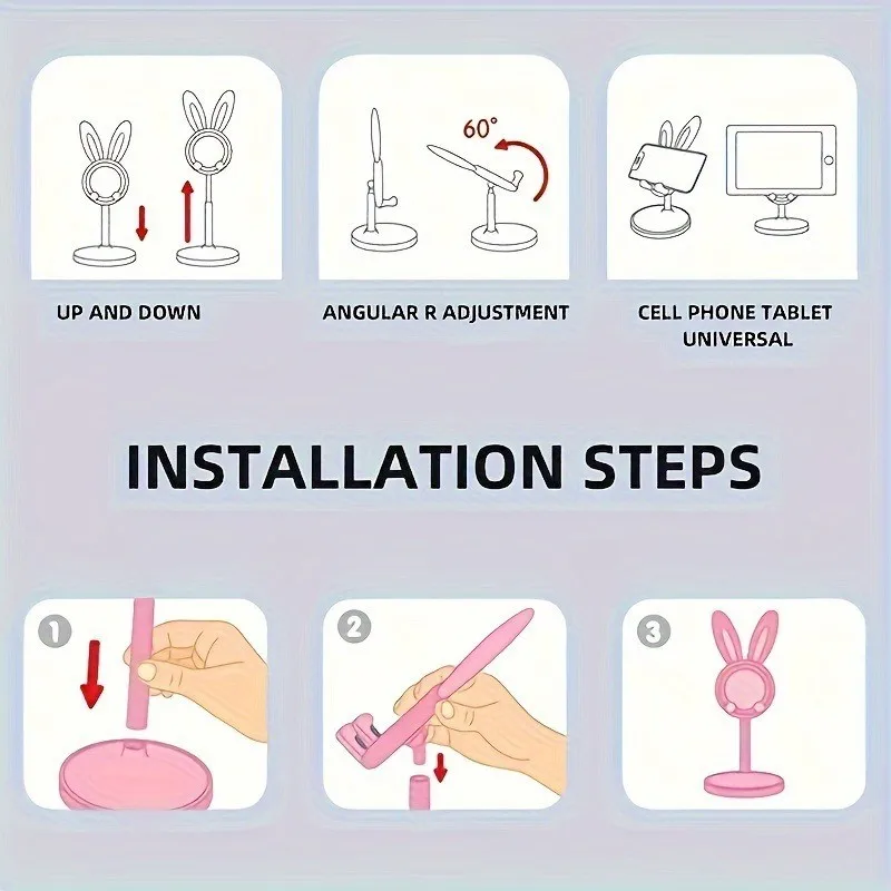 Supporto per telefono e tablet Cute Bunny: design antiscivolo per telefoni cellulari e tablet da 4-12,9 pollici