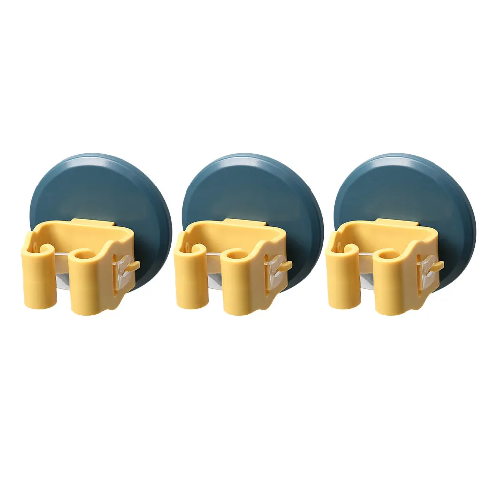 3Pcs Broom Clamp Mop Holder Suction Cup Wall Mount Tool Gripper 3 Second Install Organize Brooms Mops Rakes Axes in Kitchen
