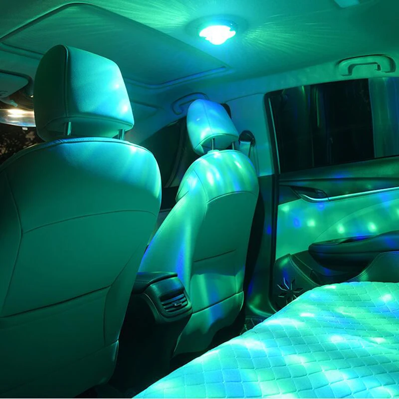 Luci da tetto a LED per auto, luci per interni auto, blu ghiaccio + luce bianca/calda, funzione audio attiva, luce notturna con sensore tattile appiccicoso