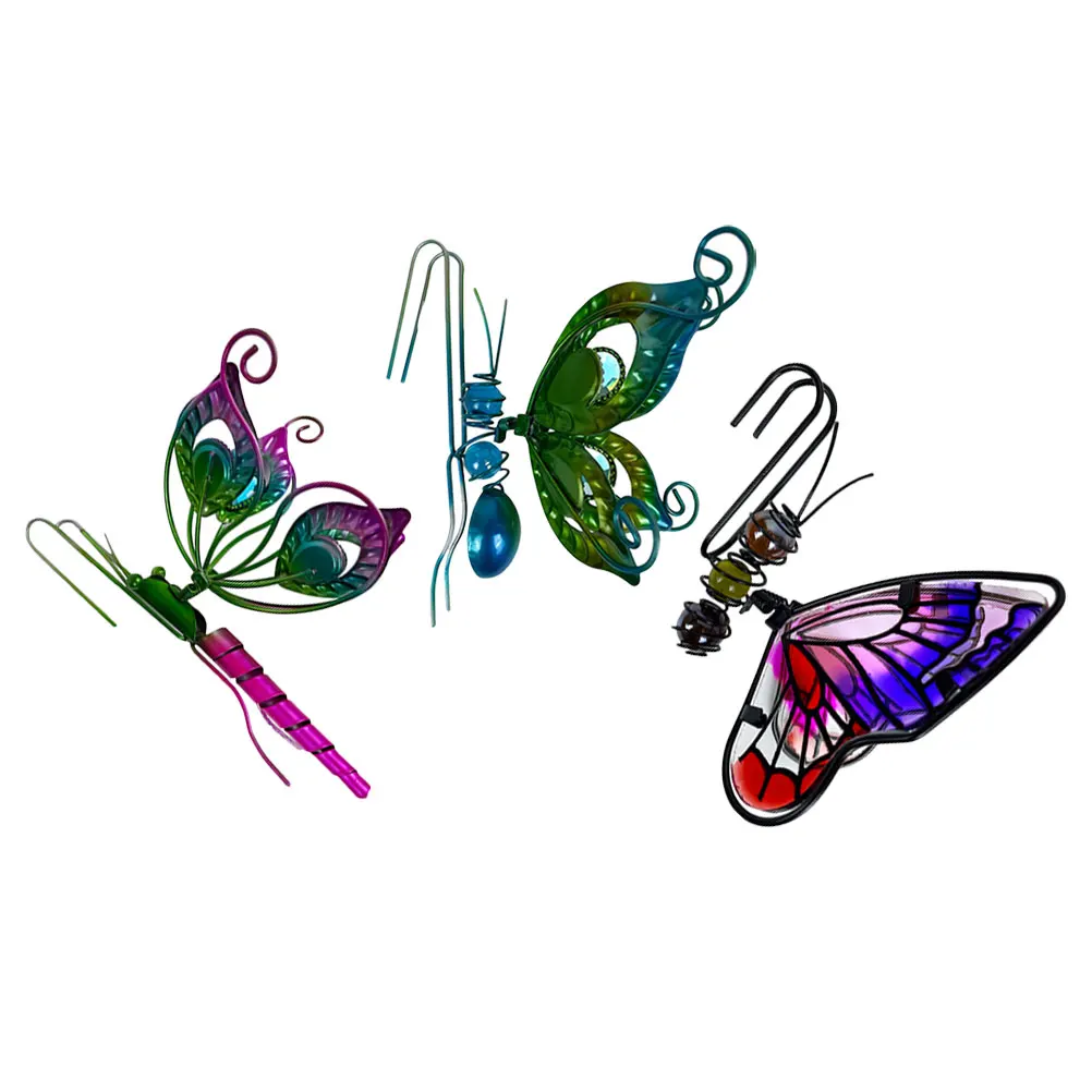 

1 set Butterfly Dragonfly Flower Pot Hangers Glass Ornaments Decorative Metal Painted Hanging Accessories for Plant Pot Mini