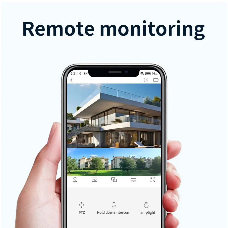 Câmera IP wi-fi sem fio com lente tripla de 6MP Full Color AI Detecção humanóide Segurança CCTV Monitor de bebê