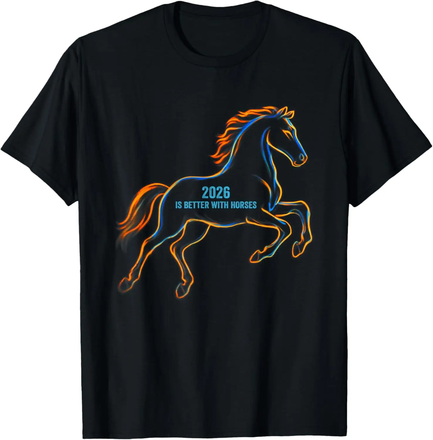 2026 Is Better with Horses Year of The Horse Chinese T-Shirt Casual T Shirt for Man  Camisas Streetwear