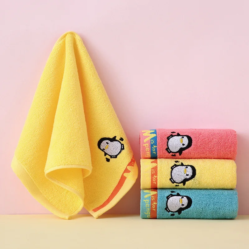 Cute Penguin Baby Towel Children's Bath Towel Soft Absorbent Cotton Kids Wipe Wash Face Washcloth Bathing Handkerchief 50x25cm