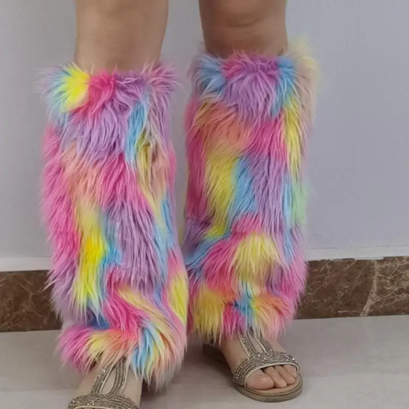 l5yc الشتاء فروي الجوارب الطويلة طماق غطاء الساق أكثر دفئا أحذية الشرير الجوارب harajuku plush ملونة الدفء الدفء الغطاء الساق #2