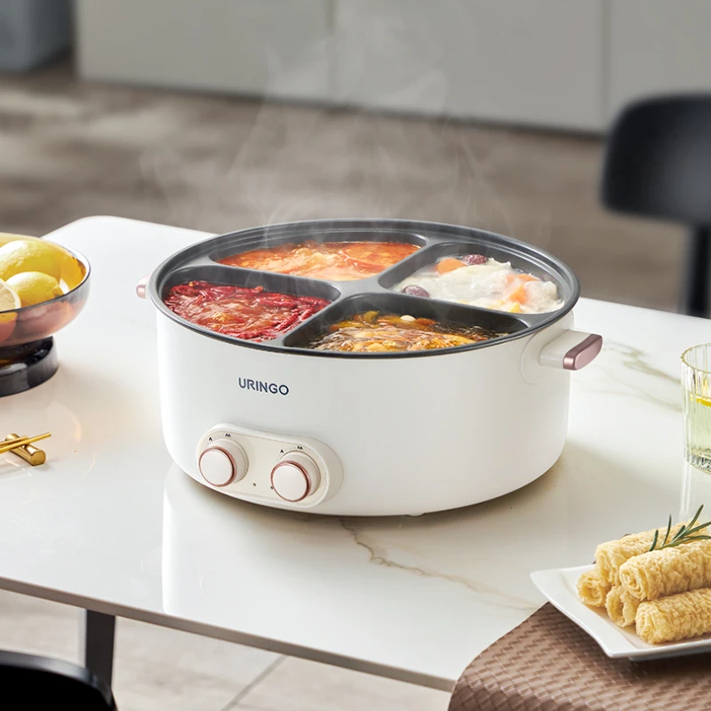 Mandarin Duck Electric Chafing Dish Four-Grid Multi-Functional 6 Liters Large Capacity Integrated Hot Pot Electric Caldron