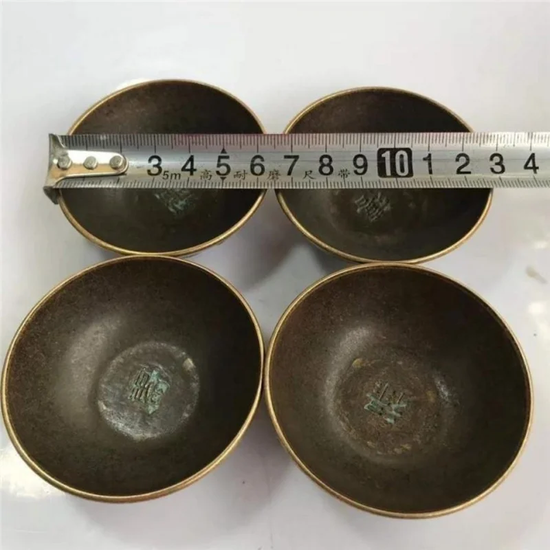 Collection Bronze Plum Orchid Bamboo Chrysanthemum Small Bowl Plate Set of Four Copper Bowls Home Decoration