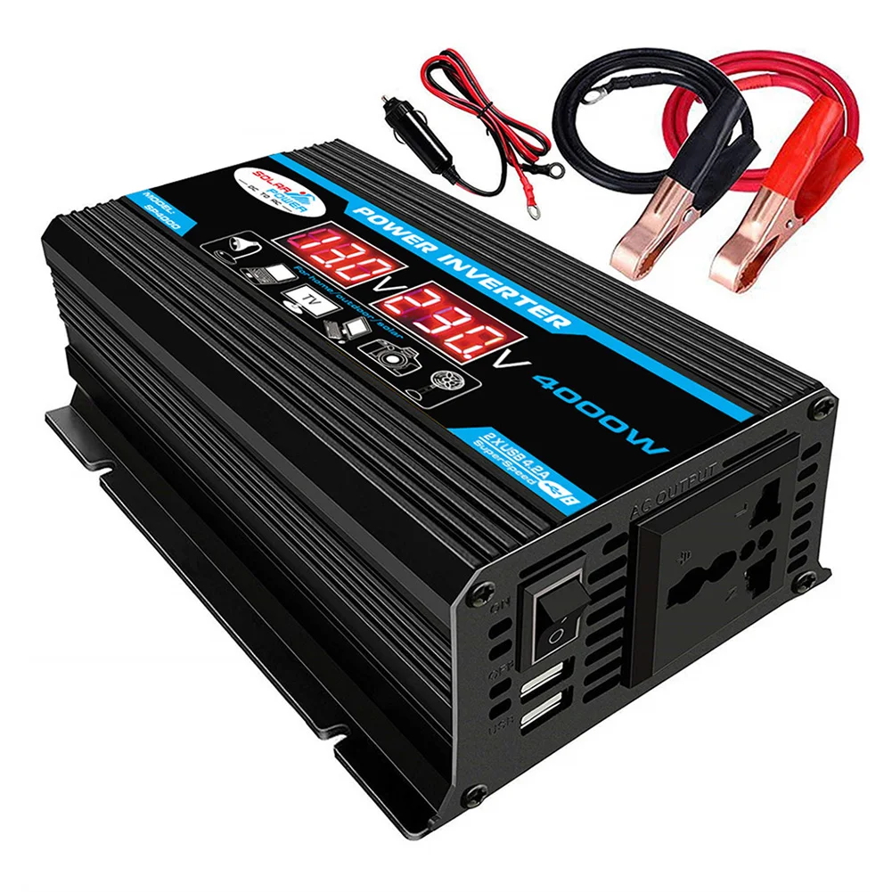 4000W Peak Solar Car Power Inverter DC 12V To AC 220V Car Adapter Car Converter Dual USB Voltage Transformer Modified Sine Wave