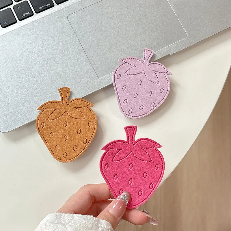 

Strawberry Leather Mobile Phone Stand Grip Holder Socket Pocket Support For IPhone 15 16 17 Ring Griptok Expanding Stand Holder