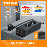 TESSAN 30W GaN Multiple Socket Power Strip with 2 Outlets 2 USB 2 Type C Cube Surge Protection Socket with 2M Extension Cord