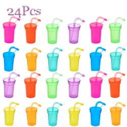8Pcs Colourful Drinking Cup Tumbler with Leak-Proof Lid and Straw - Ideal Kids Children’s Cups for Summer, Travel Holidays