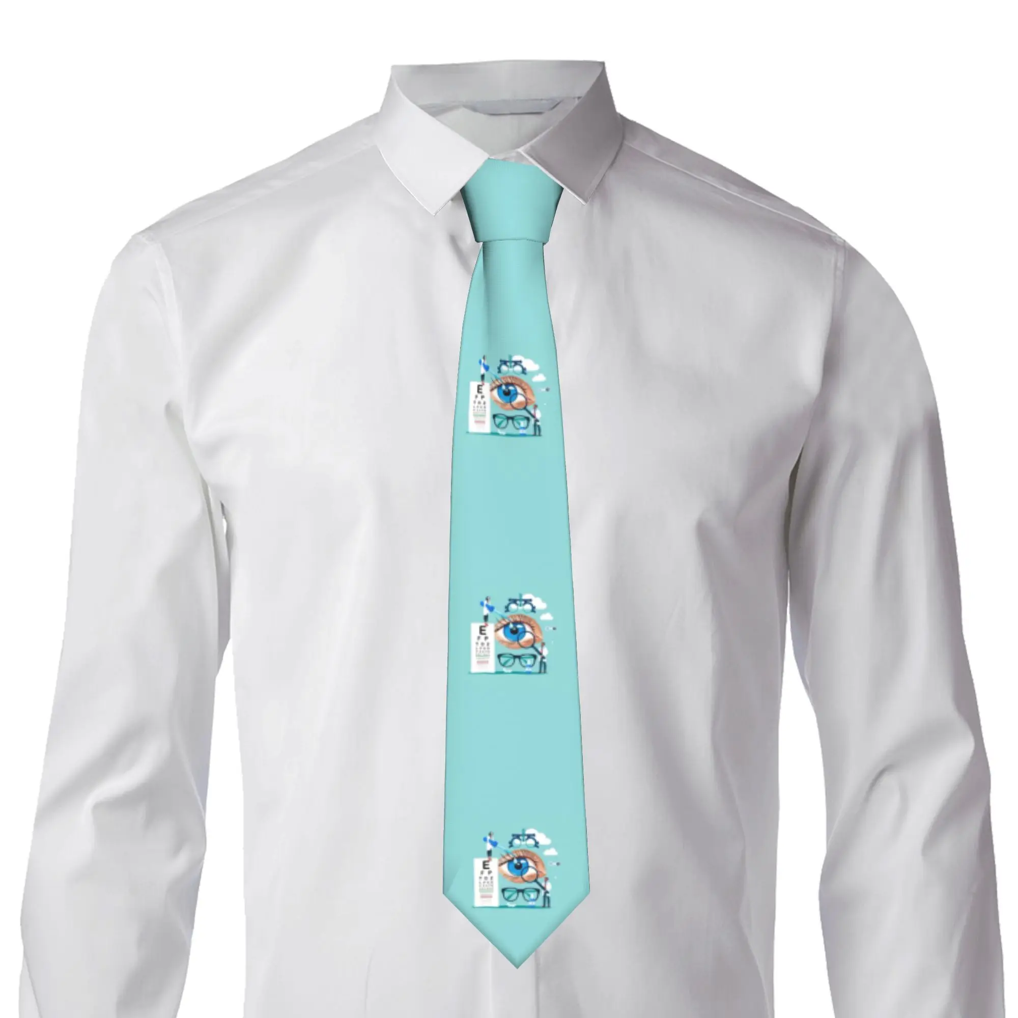 Optometrist Optician Snellen Eye Chart  Tie Men Classic Silk  Necktie for Party
