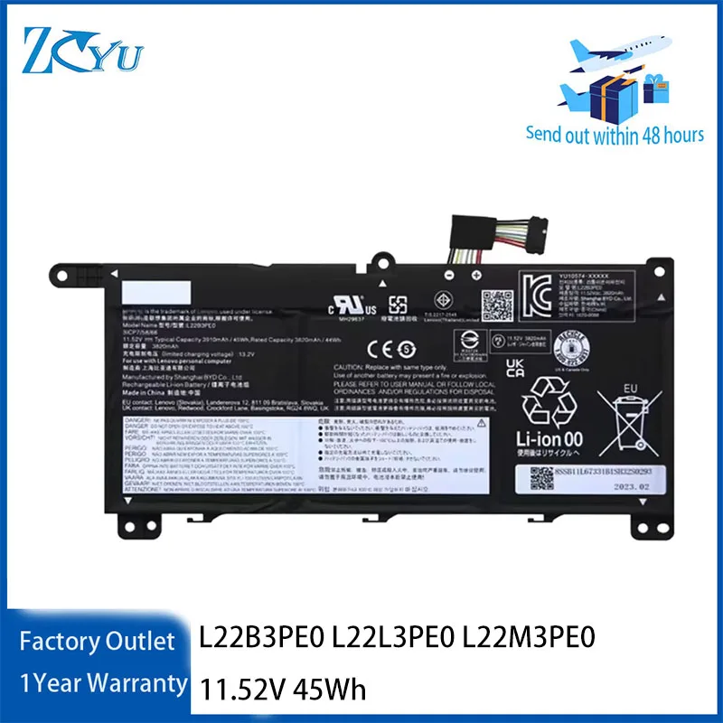 

L22B3PE0 L22L3PE0 L22M3PE0 Battery for Lenovo Thinkbook 14 gen 6 11.52V 45Wh