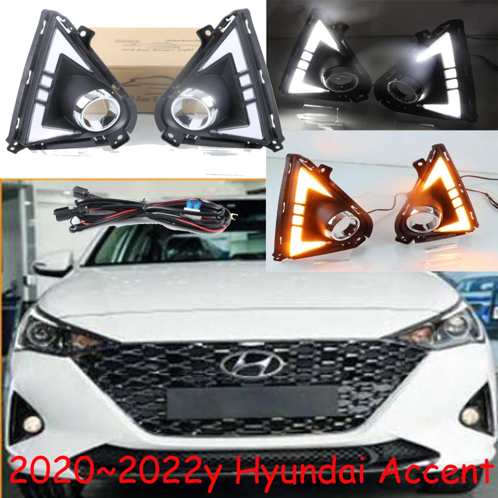 

car bumper solaris headlight for Hyundai Accent daytime light 2020~2022y DRL car accessories LED headlamp Accent fog light