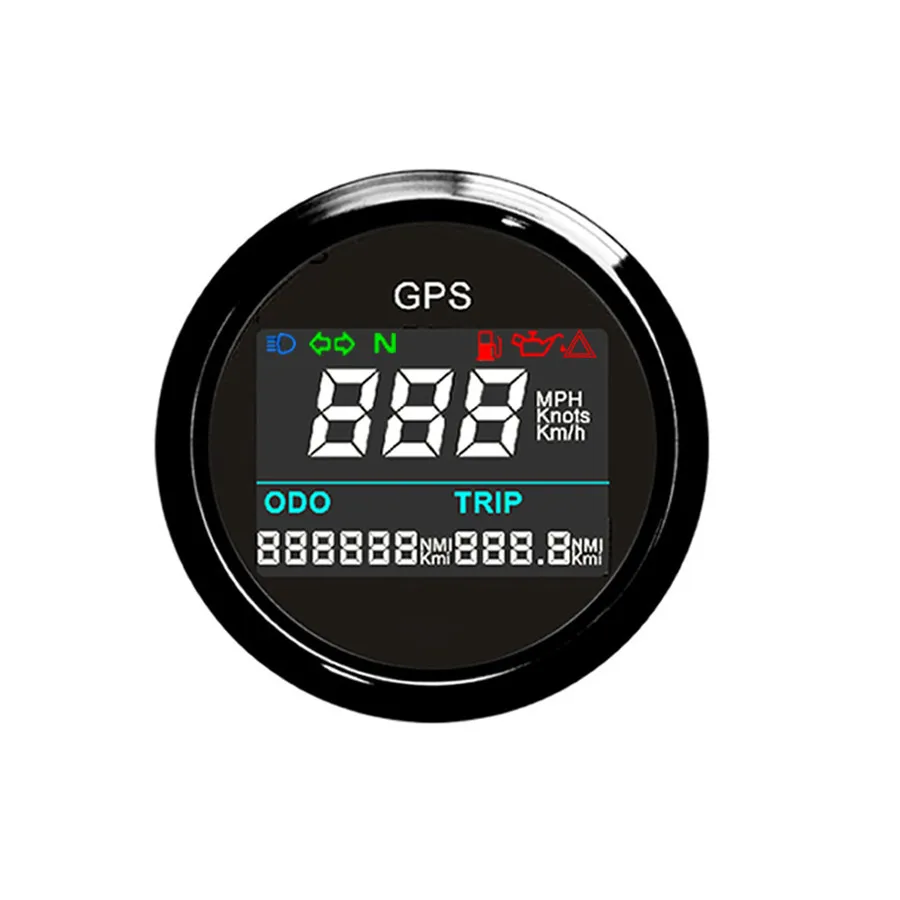 

52mm Motorcycle digital LCD GPS Speedometer Digital Multi-indicators 0~999 MPH, Knots, Km/h