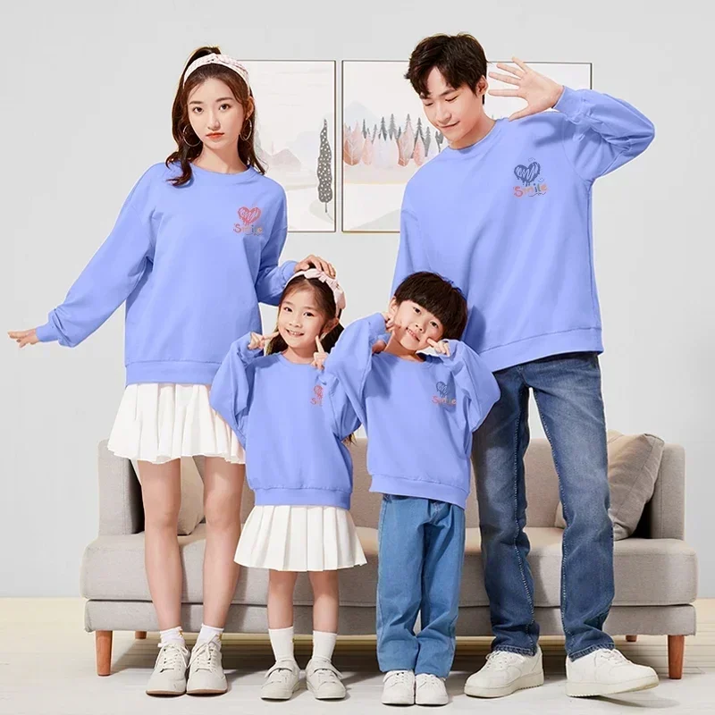 Korean Christmas Mom Daughter Tops Mom Dad Son Sweatshirts Casual Matching Family Outfits Heart Print Shirts Couple Pullovers