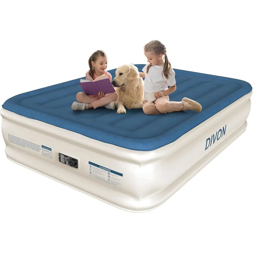 

Портативный надувной матрас со встроенным насосом, толщиной 18 дюймов, быстро раздувается и опускается в размеры, идеально подходит для кемпинга и путешествий, выдерживает до 660 фунтов.