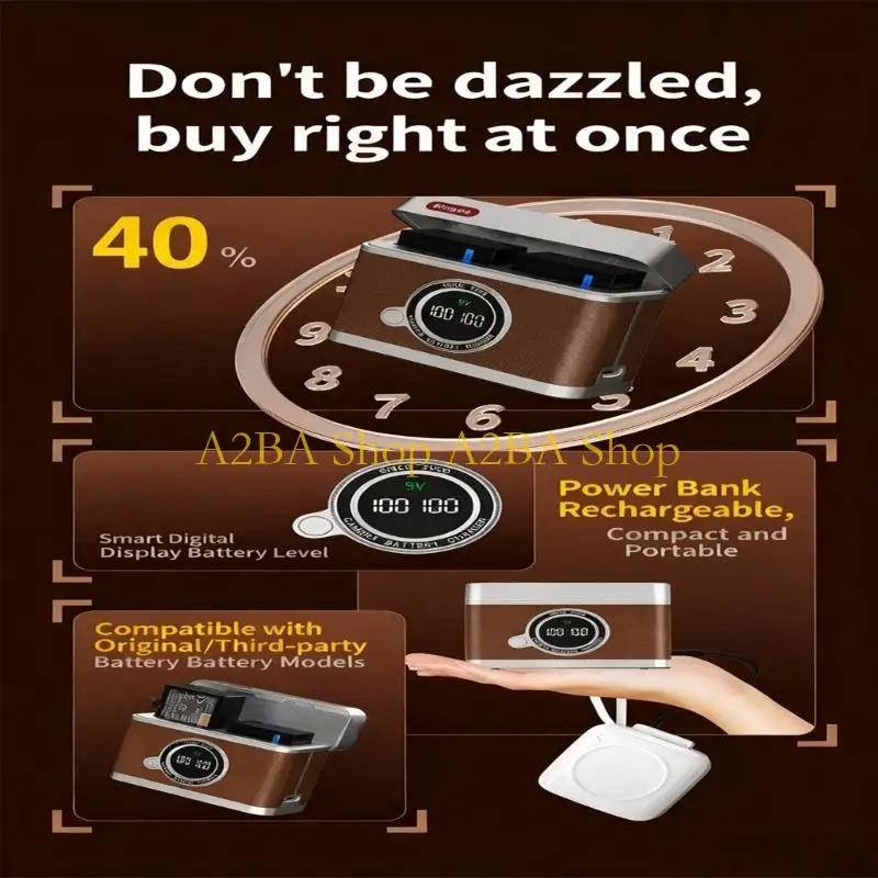 A2BA High Performances Double NPW126S Battery Case 18W Power Delivery LCD Screen Safety Photography Essential