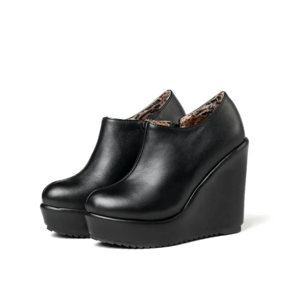 BLXQPYT New Spring Autumn winter Big Size 32-43 Ankle Boots Women short Boots Wedges super high hells 11cm ladies shoes C8-61