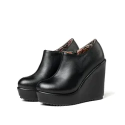 BLXQPYT New Spring Autumn winter Big Size 32-43 Ankle Boots Women short Boots Wedges super high hells 11cm ladies shoes C8-61