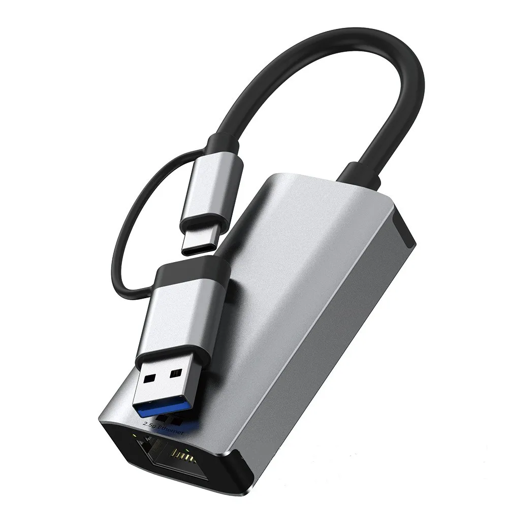 2500Mbps Ethernet Adapter USB 3.0 Type C Netwerkkaart 2.5G Ethernet Gigabit Adapter Lan Card Hub voor MacBook iPad Win 7/8/10/11