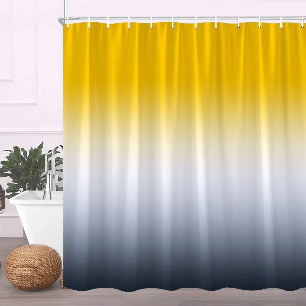 Geometric Shower Curtains Gradient Yellow Grey Modern Simple Bath Screen Bathroom Accessories Set Home Decor Fabric Washable