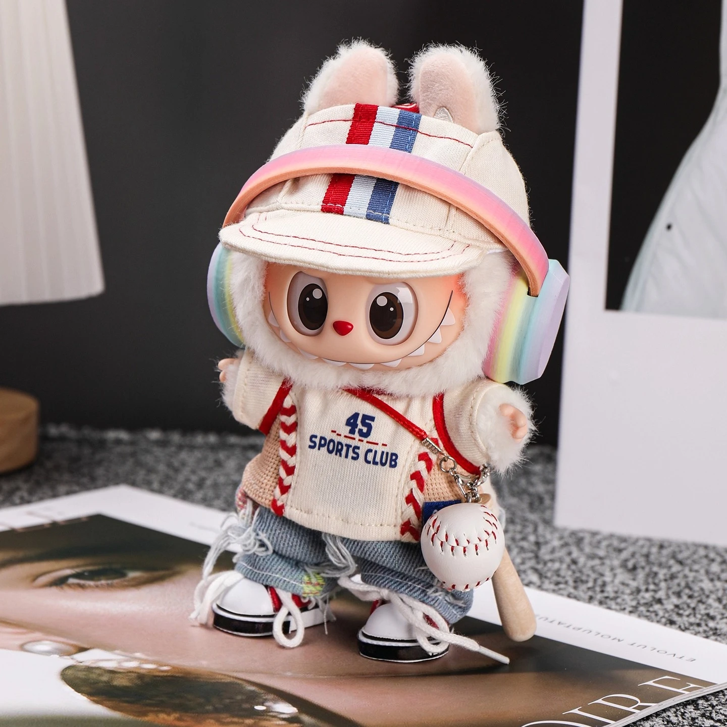 

Только кукольная одежда-Labubu Gen1-3, бейсбольный трикотаж, спортивный костюм, подходит для плюшевой кукольной одежды 17 см, модная крутая одежда ручной работы