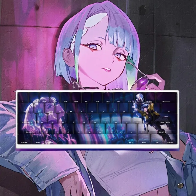 NEW 131 Keys Lucy Theme Keycaps Cherry Profile Pbt Key Cap Sub-Sub Side Print Translucent Keycap Mechanical Keyboar Customizable