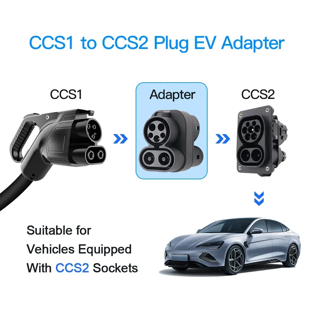 LONLINK CCS1 to CCS2 Adapter From CCS1 Charger to CCS2 Electric Vehicle Charger DC Fast Charging Adapter Connector For Tesla