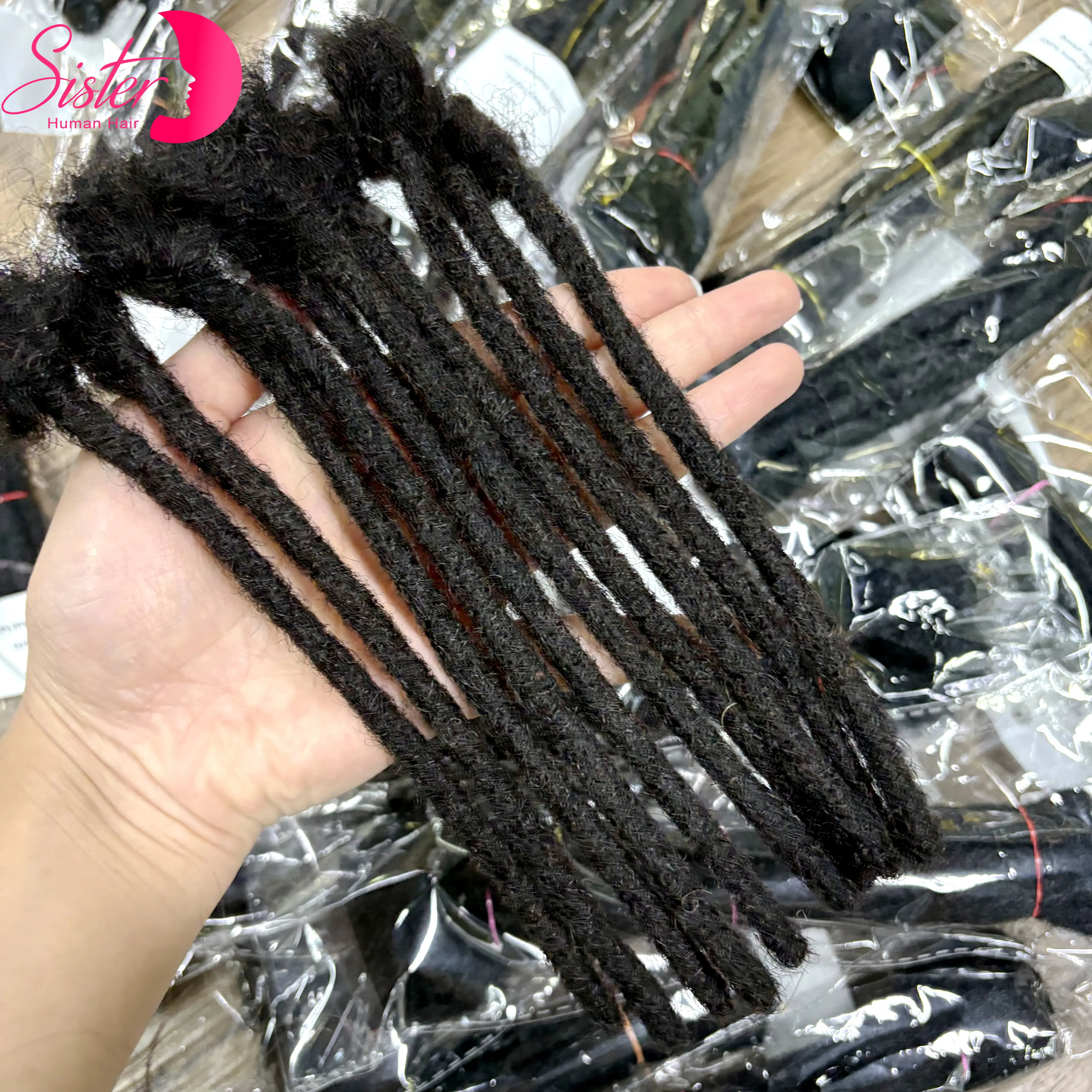 100% Handmade Loc Extension Human Hair with Curly Ends 50 Strands 8-14inch Human Hair Loc Dreadlock Extension for Men Women Kids