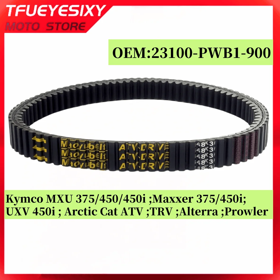 

848X30 Drive Belt For Kymco MXU 375 450i Maxxer UXV 450i Textron Alterra Prowler 500 23100-PWB1-900 For KYMCO Maxxer MXU 400