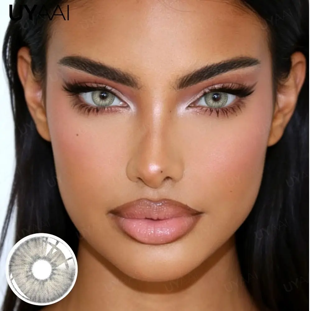 UYAAI 1 Paar farbige Kontaktlinsen für die Augen, natürliche braune Linsen, Schönheitslinsen, graue Linsen, Augenkontaktlinsen für Frauen, hochwertige Linsen – Detail 13