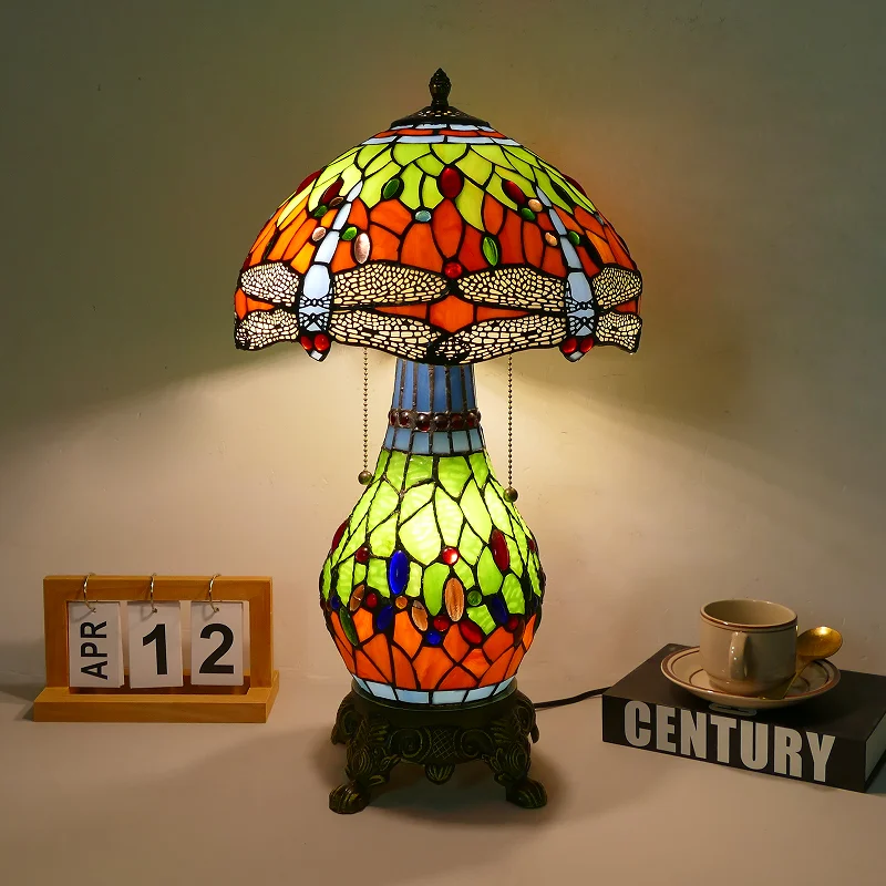American decorative lamps South East Asia bedroom hall stained glass table pastoral European creative retro Republic of China la