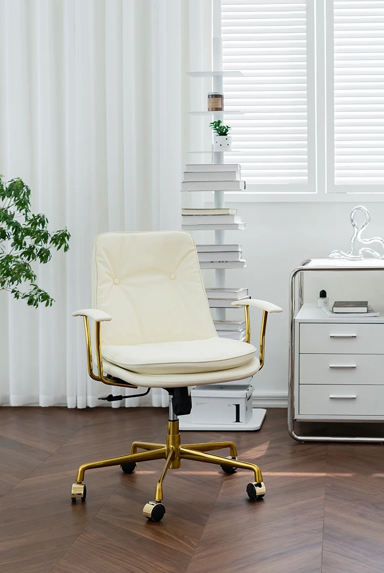 

Computer chair Home comfortable office chair Bedroom ins cream wind elevator swivel chair