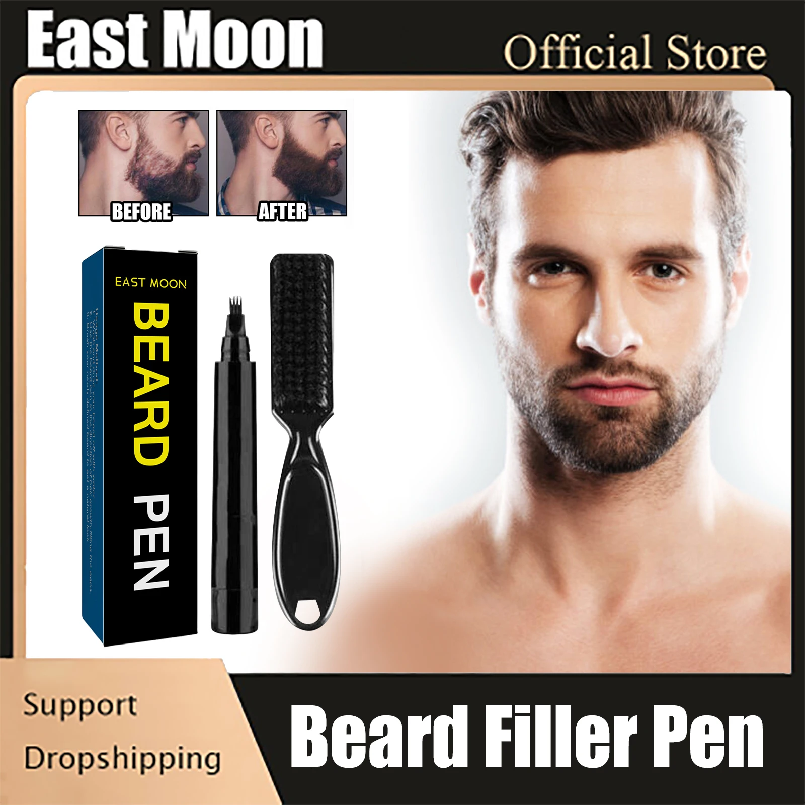 Beard Filler Pen Waterproof Pen Kit Beard Shaping Lasting Repair Moustache Coloring Black Brown Hair Repair Beard Enhancer Pen