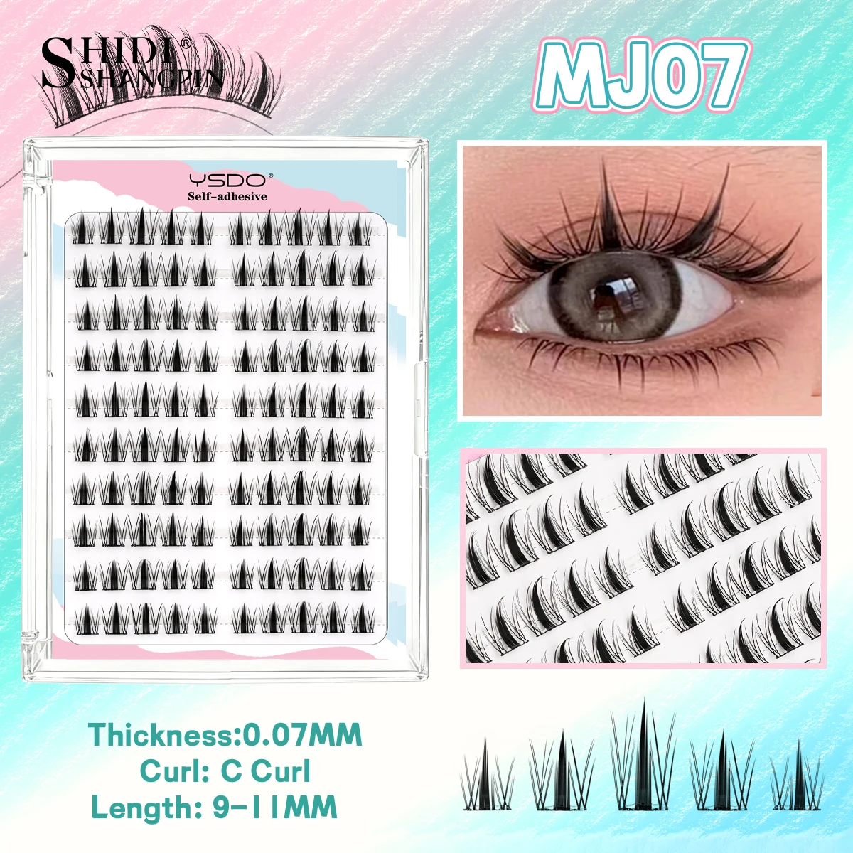 自己粘着まつげクラスターアニメナチュラルソフトつけまつげ接着剤不要DIY韓国つけまつげメイク用簡単装着