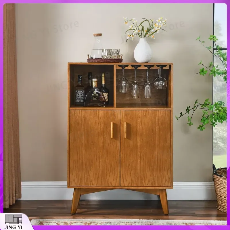 

31.5 Inch Adjustable Wine Rack Cabinet with Glass Holder for Kitchen Coffee Bar Home Bar Storage Wine Cooler Stand Wine