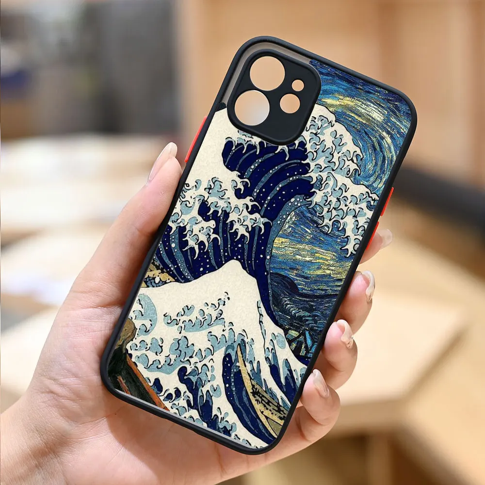 Fashion Japan The Great Wave Off Kanagawa Matte Phone Case for IPhone 14 13 12 Mini 11 Pro XS Max X XR 7 8 Plus Cover Art Fundas