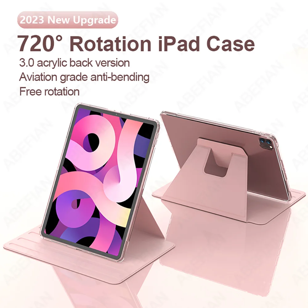 For iPad case 2021 Mini 6 Pro 11 12.9 Case 10.2 9th Generation 9.7 5th 6th Air 2 4 5 10.9 10th Transparent Rotation Cover Funda