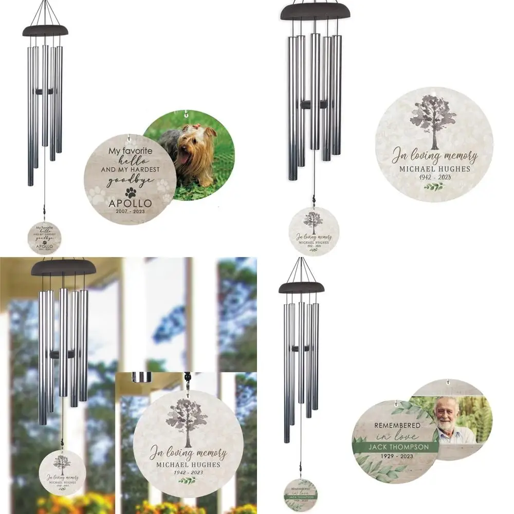 

30" custom pet memorial wind chime - personalized farewell gift for loss